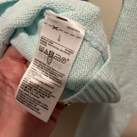 Gap Sweater Women's Large Mint Green Summer Lightweight Raglan sleeve Cotton - Picture 5 of 8